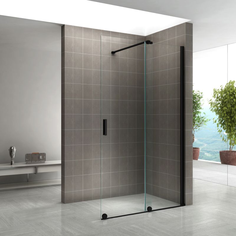 Walk-In de Duche Nadine – Porta de Correr, Perfis Cromados ou Preto Mate, Vidro 8mm