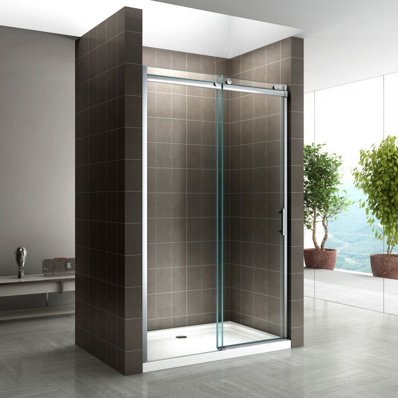 Porta de Duche Viola – 1 Porta de Correr, Perfis Cromados, Vidro ESG Transparente 8mm